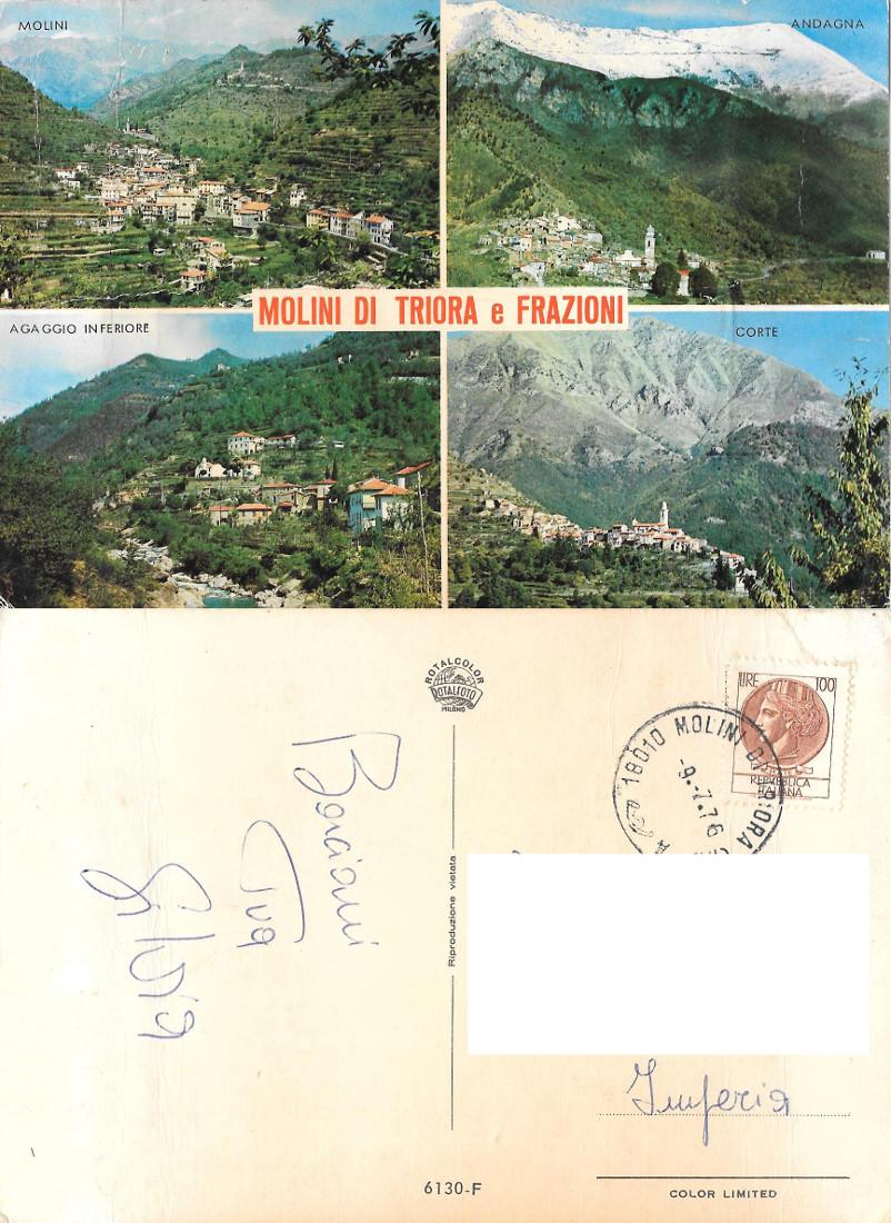 Molini di Triora e frazioni (IM). Viaggiata 1976