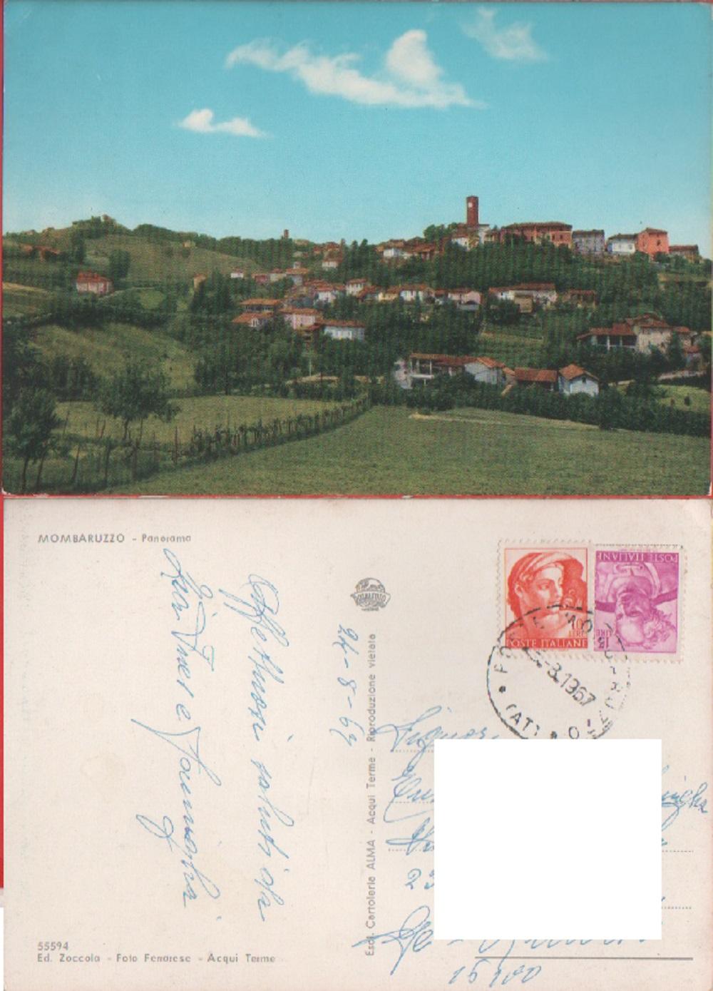 Mombaruzzo panorama. Viaggiata. 1963