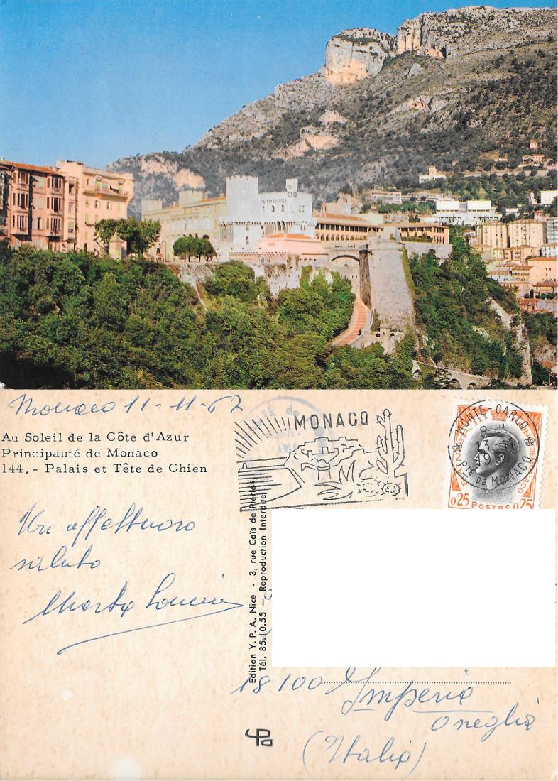 Monaco (MCO). Palais et Tete de Chien. Viaggiata 1967