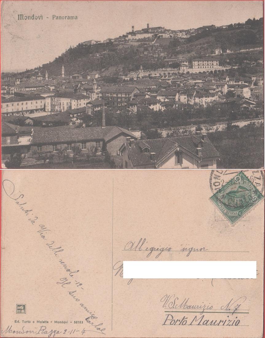 Mondovì. Panorama. Viaggiata 1904