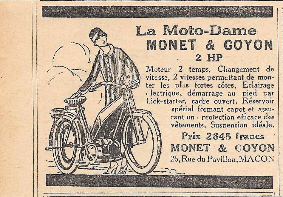 Monet et Goyon. La moto-dame 2 HP. Pubblicita 1926