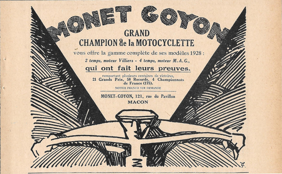 Monet Goyon. Grand champion de motocyclette - Advertising 1920