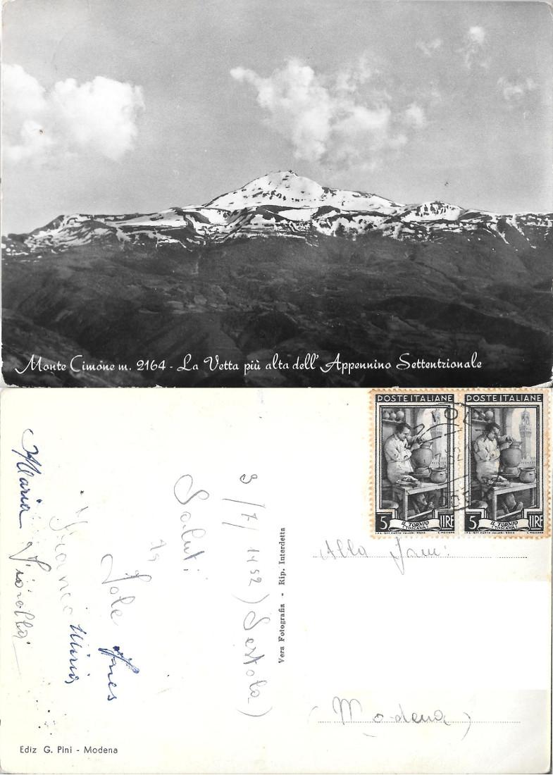 Monte Cimone. Sestola. Viaggiata 1952