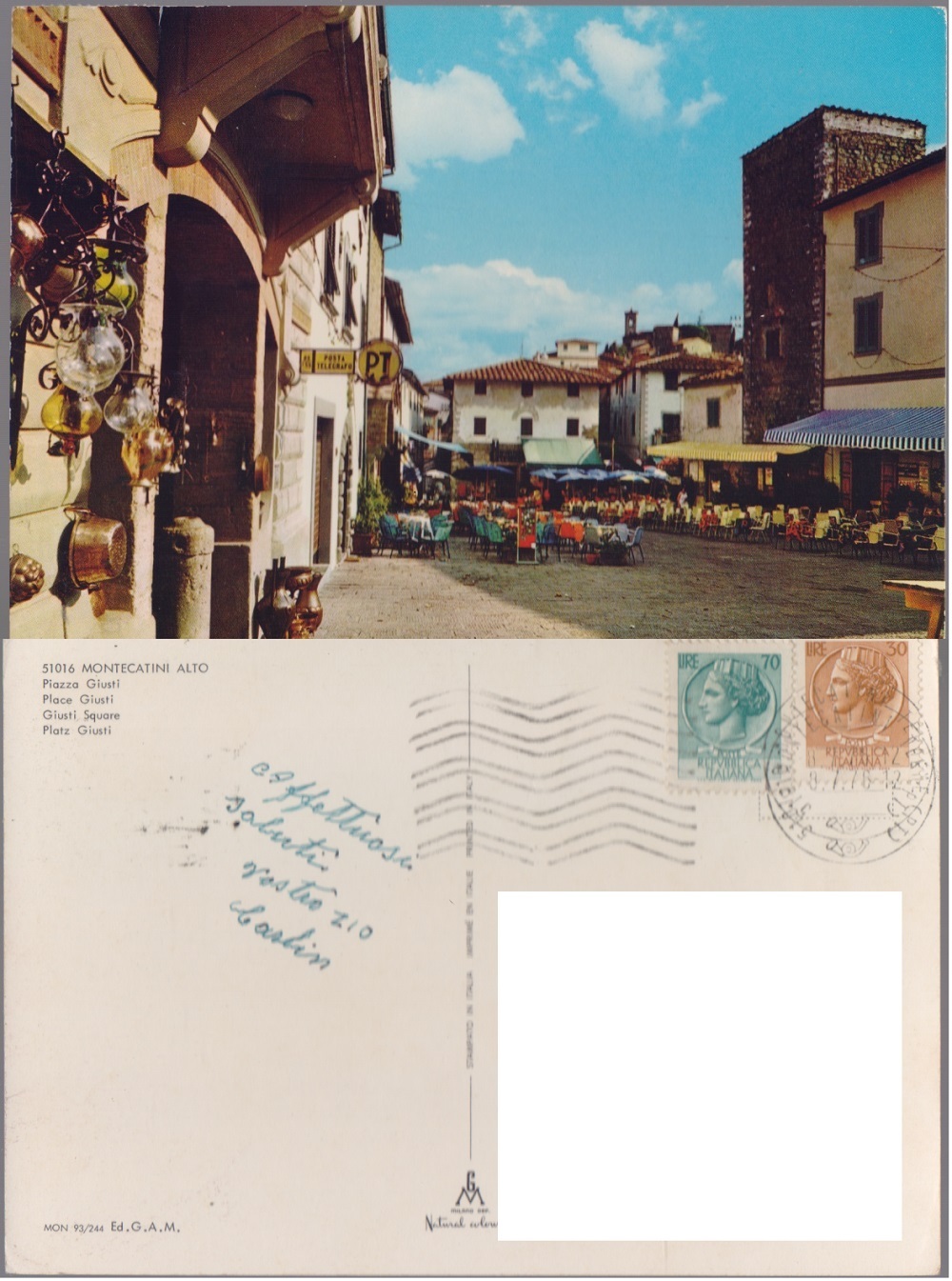 Montecatini Alto (PT). Piazza Giusti. Viaggiata 1975