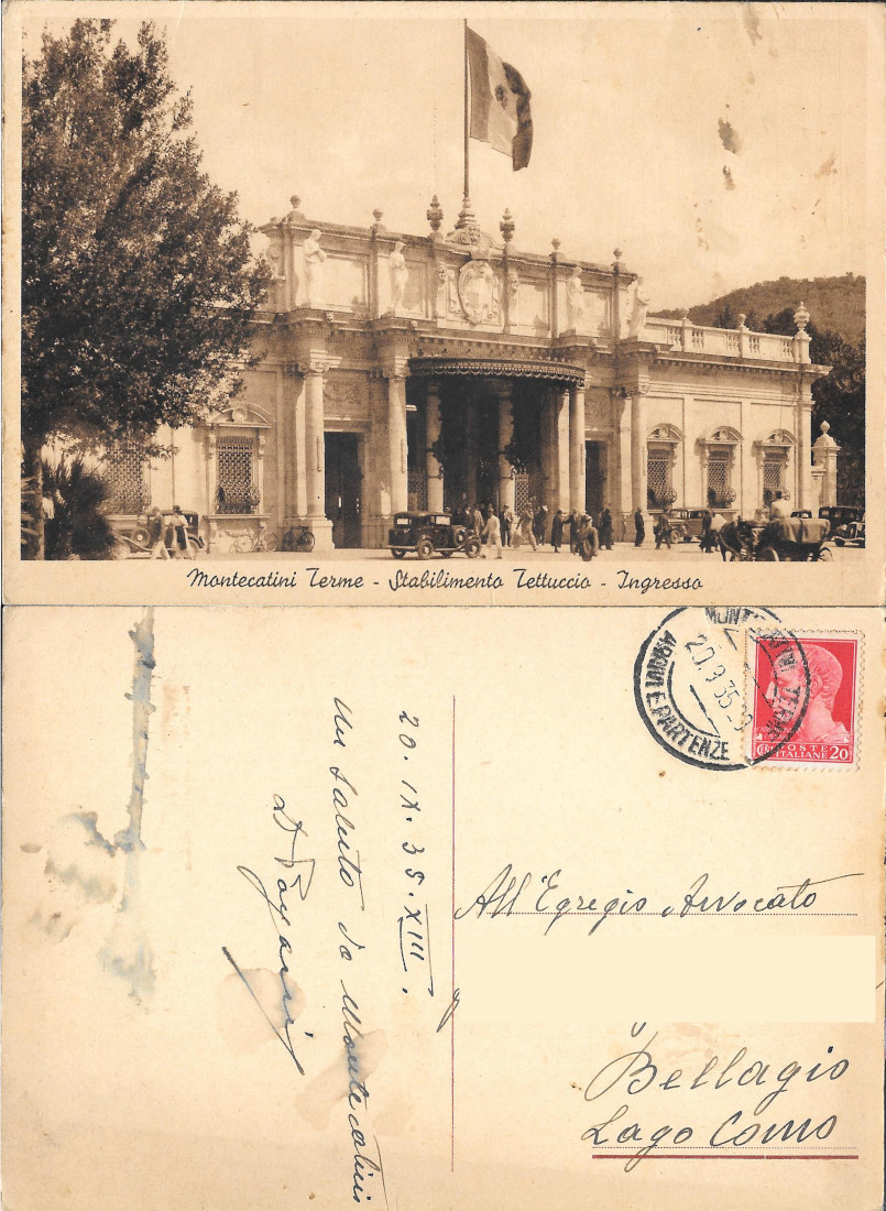 Montecatini Terme. Stabilimento Tettuccio. Ingresso. Viaggiata 1935