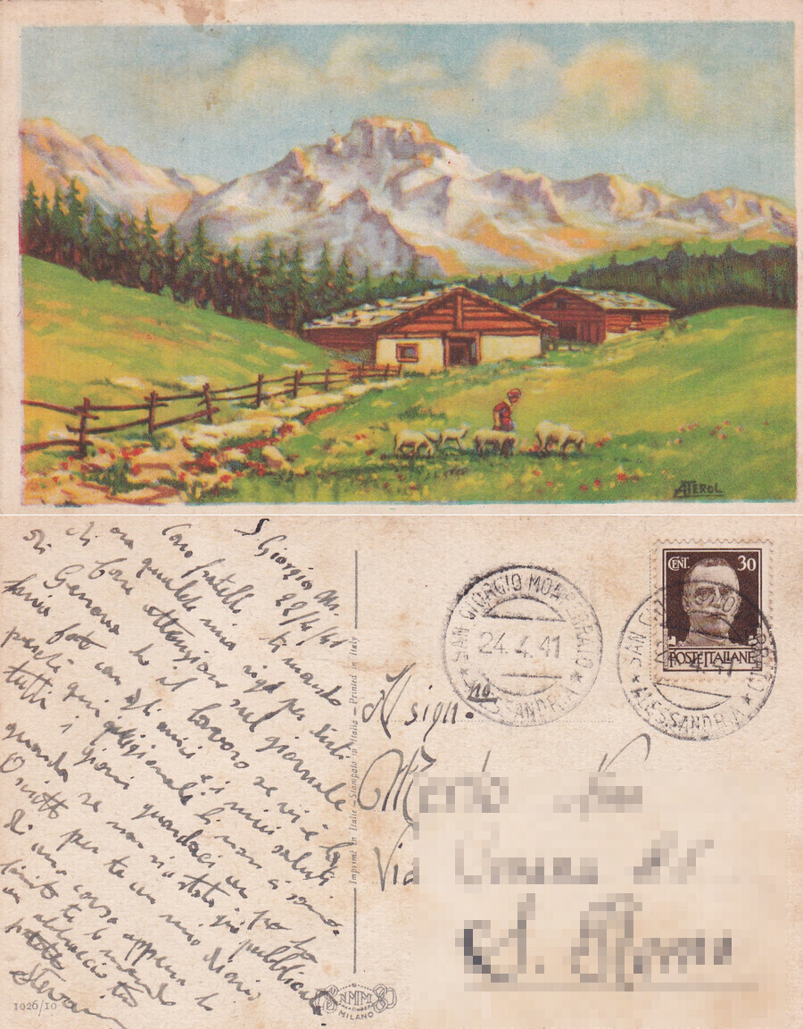 Monti (pittorica). Viaggiata 1941