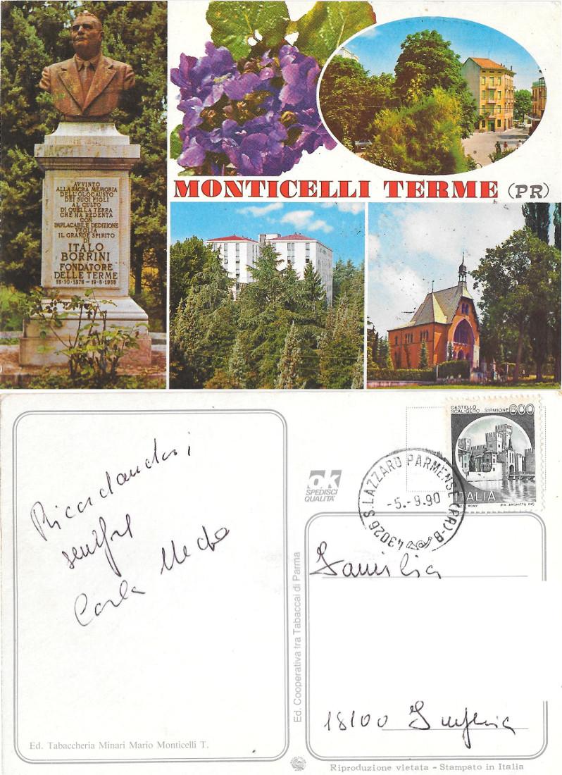 Monticelli Terme (PR). Vedute. Viaggiata 1990