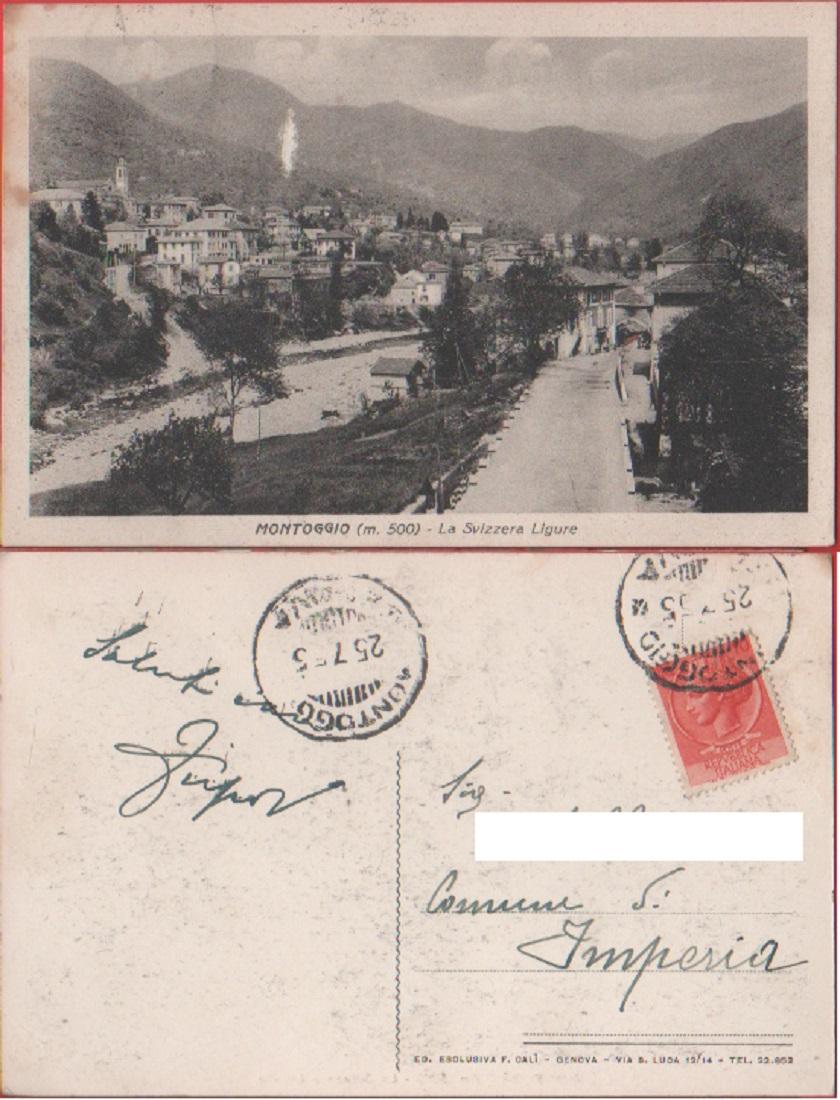 Montoggio (GE). La Svizzera ligure. Viaggiata 1955