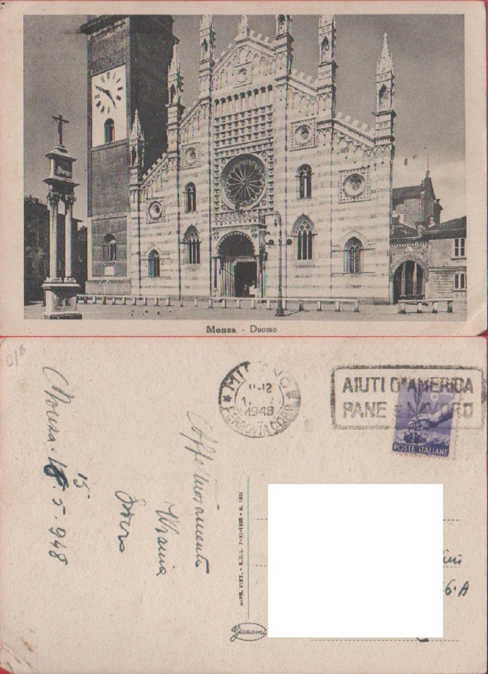 Monza. Duomo. Viaggiata. 1948