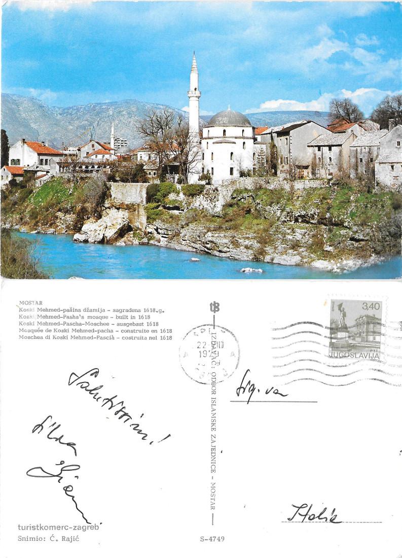 Mostar. Moschea di Koski Mehmed-Pascià. Viaggiata 1979