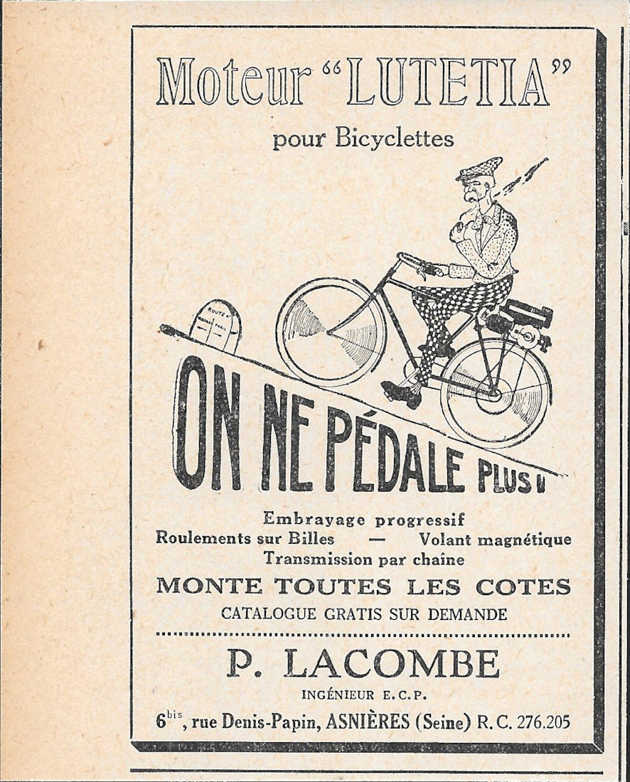 Moteur Lutetia pour Bicyclettes - Advertising 1920