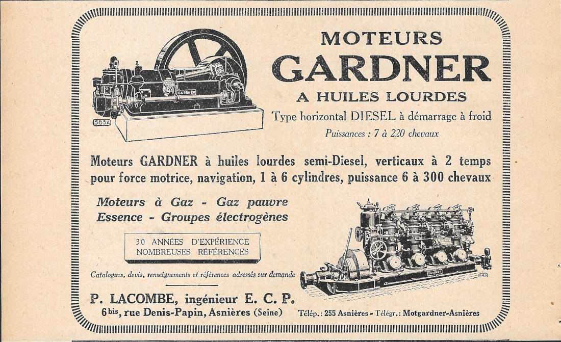 Moteurs Gardner a huiles lourdes - Advertising 1928