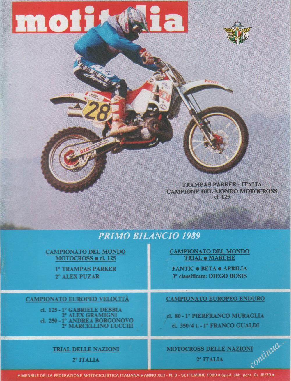 Motitalia. Anno XLII.Settembre n. 8, 1989