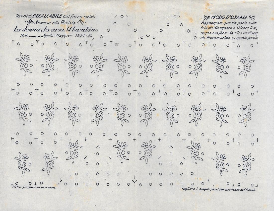 Motivi per parures personale, decalcabile con ferro caldo. Stampa 1934