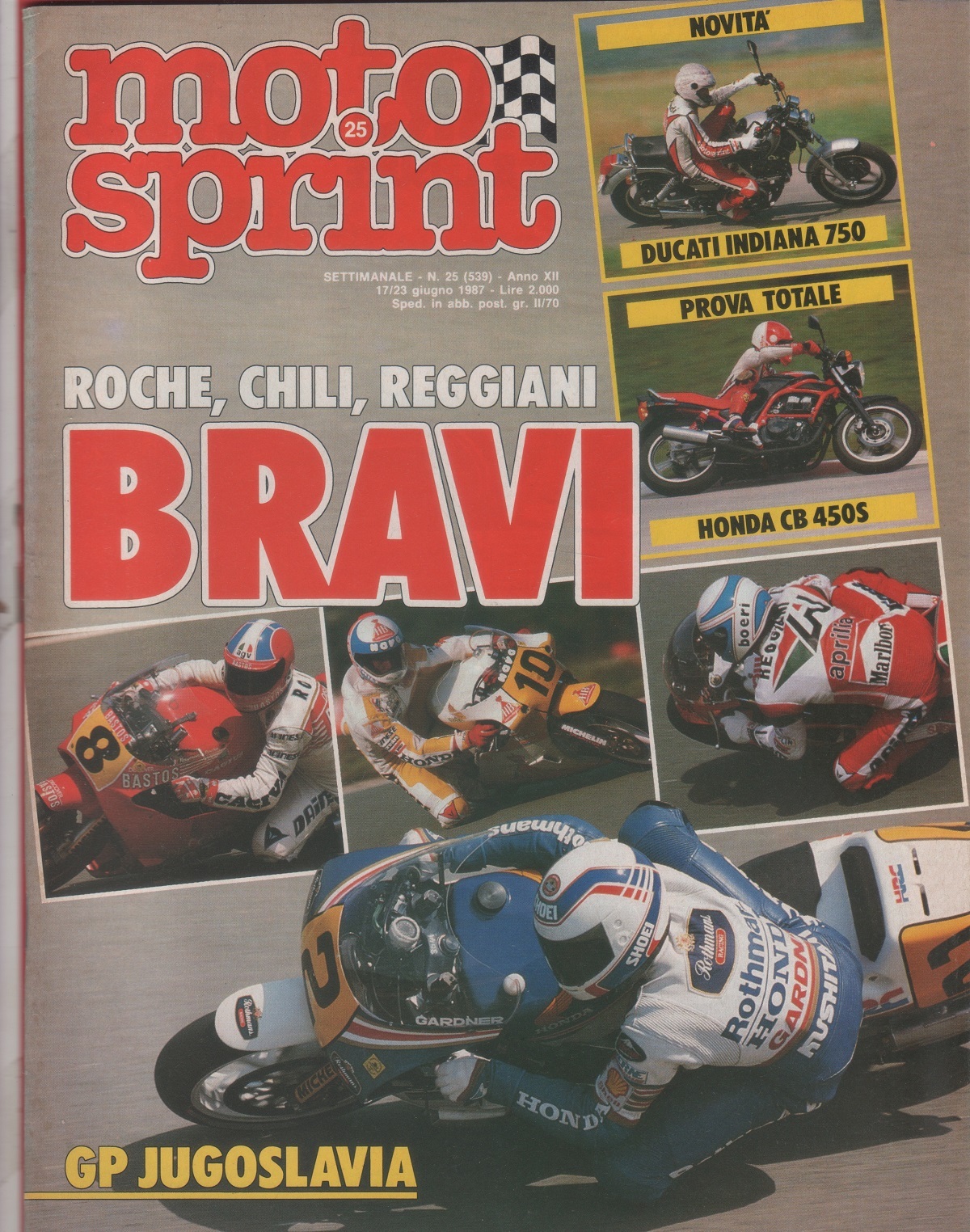 Moto sprint. 1987, n. 25. Roche, Chili, Reggiani Bravi