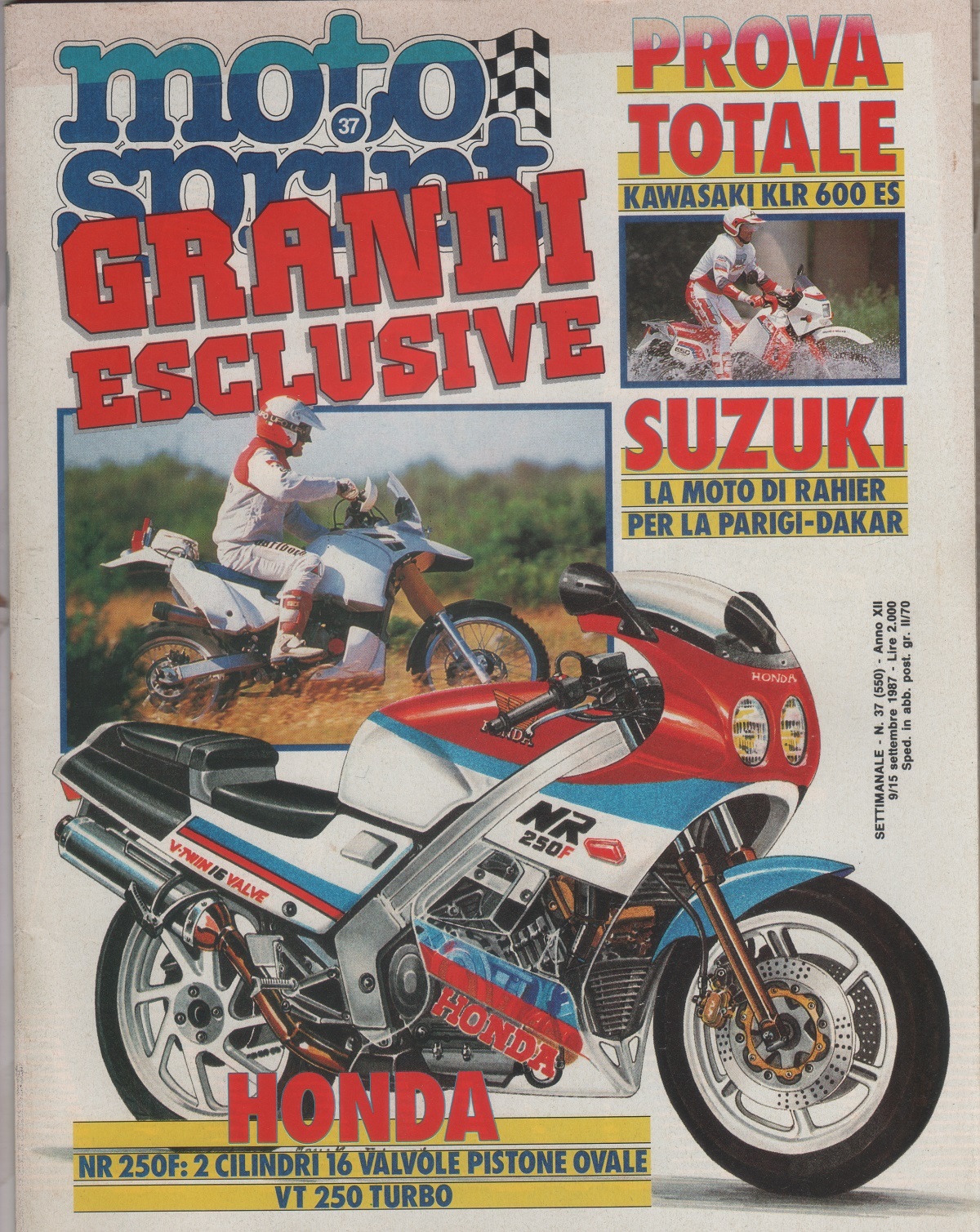 Moto sprint. 1987, n. 37. Honda NR 250F; Kawasaki KLR …