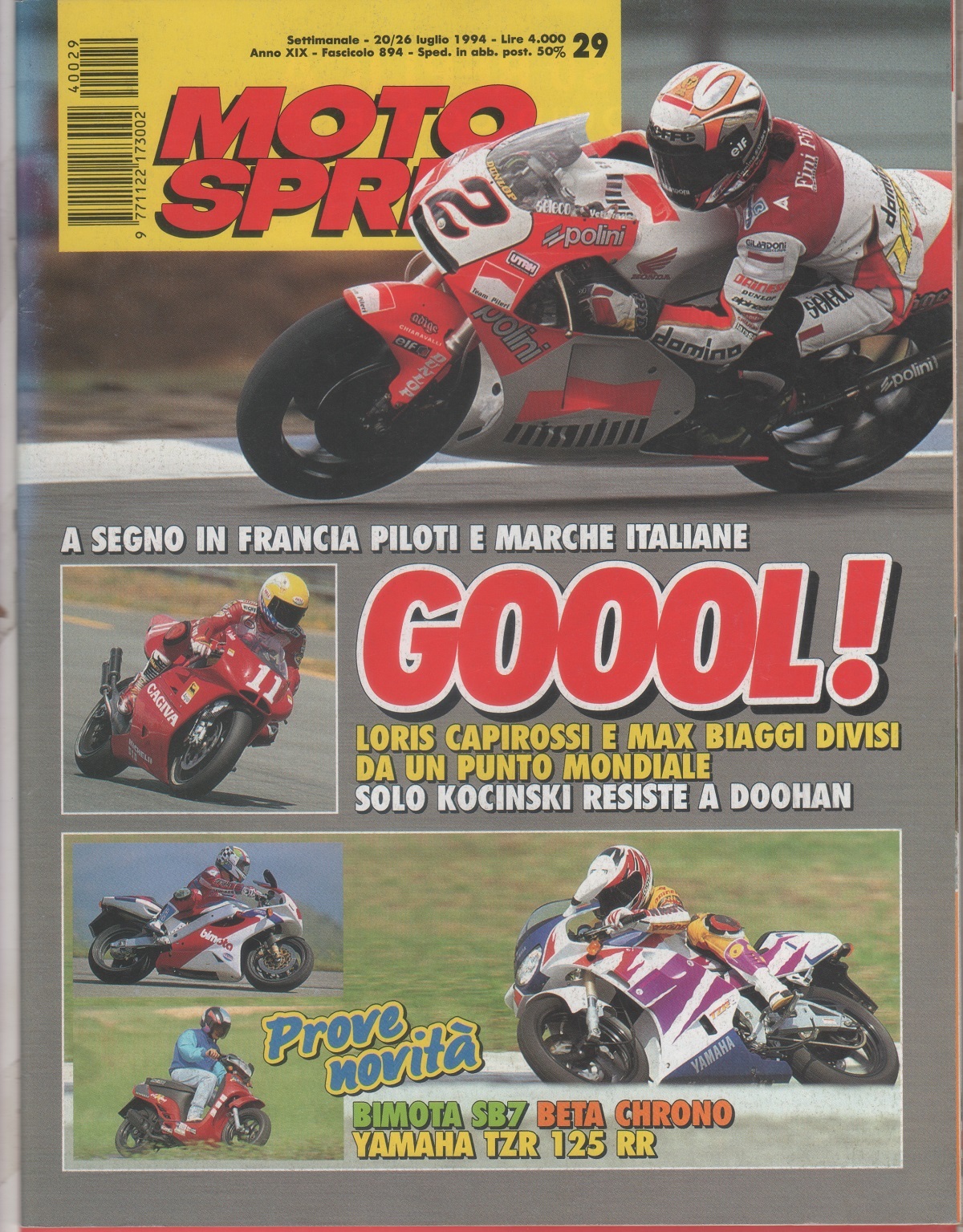 Moto sprint. 1994, n. 29. In Francia piloti e marche …