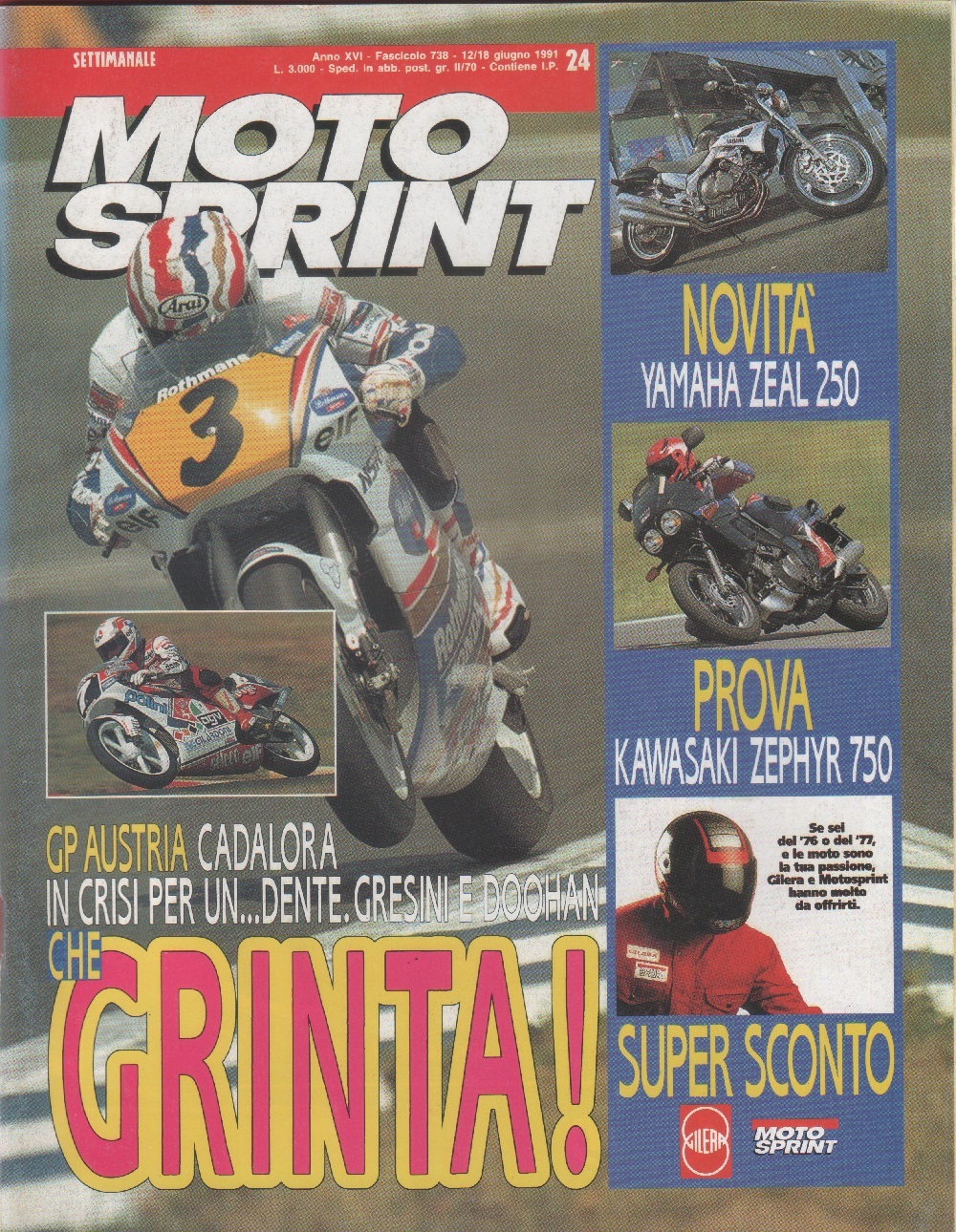 Moto sprint. n. 24 - 1991. Yamaha Zeal 250, Kawasaki …