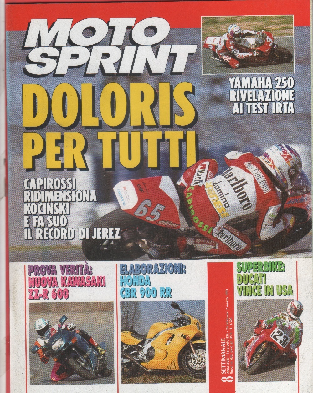 Moto sprint. n. 8- 1993. Kawasaki ZZ-R 600; Elaborazioni: Honda …