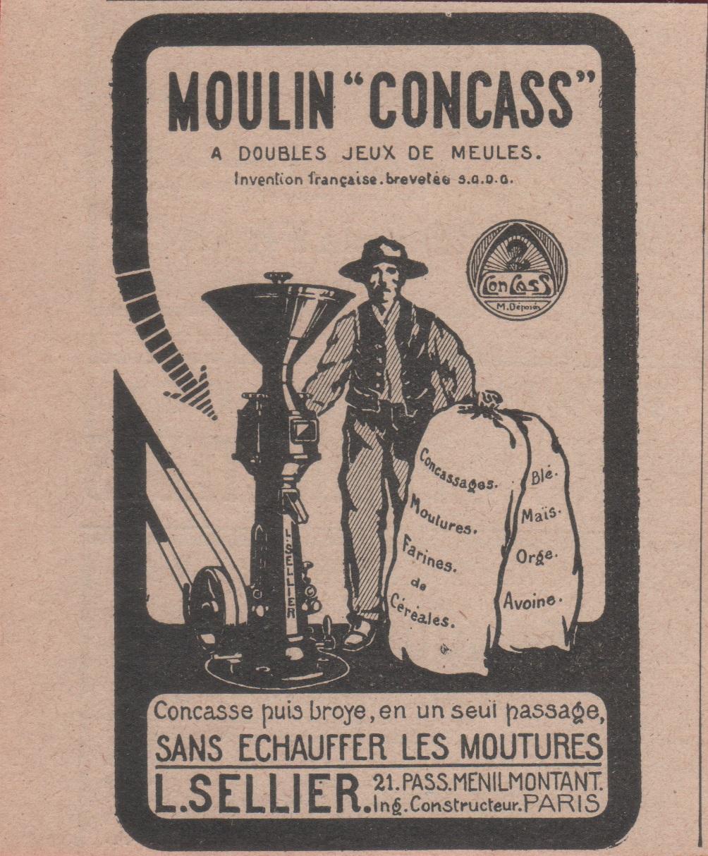 Moulin Concass. L. Sellier ing constructeur. Advertising 1926