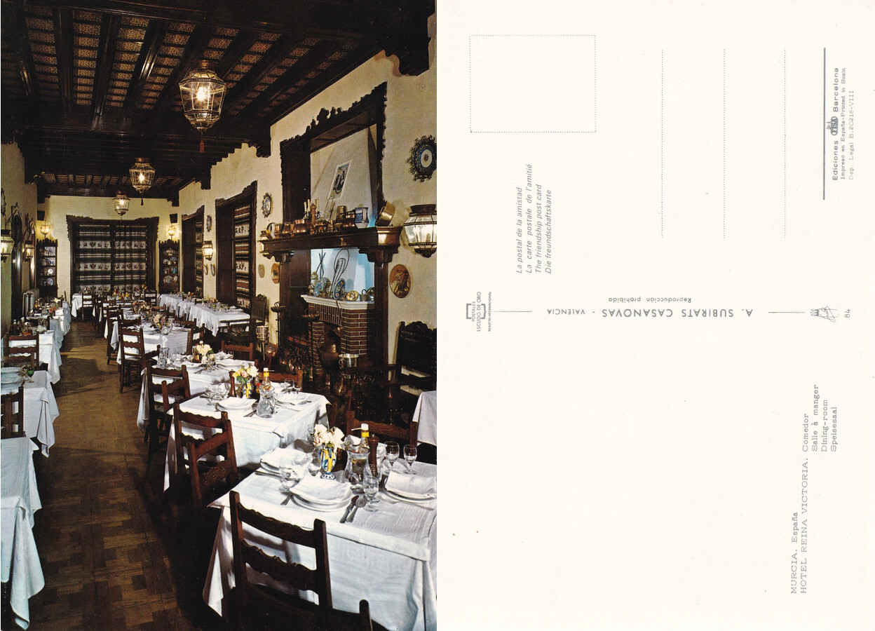 Murcia. Hotel Reina Victoria. Comedor. Non viaggiata