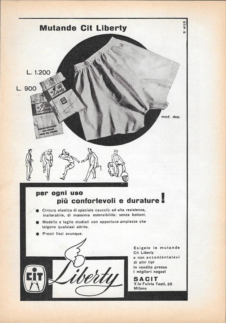 Mutande Cit Liberty. Advertising 1958