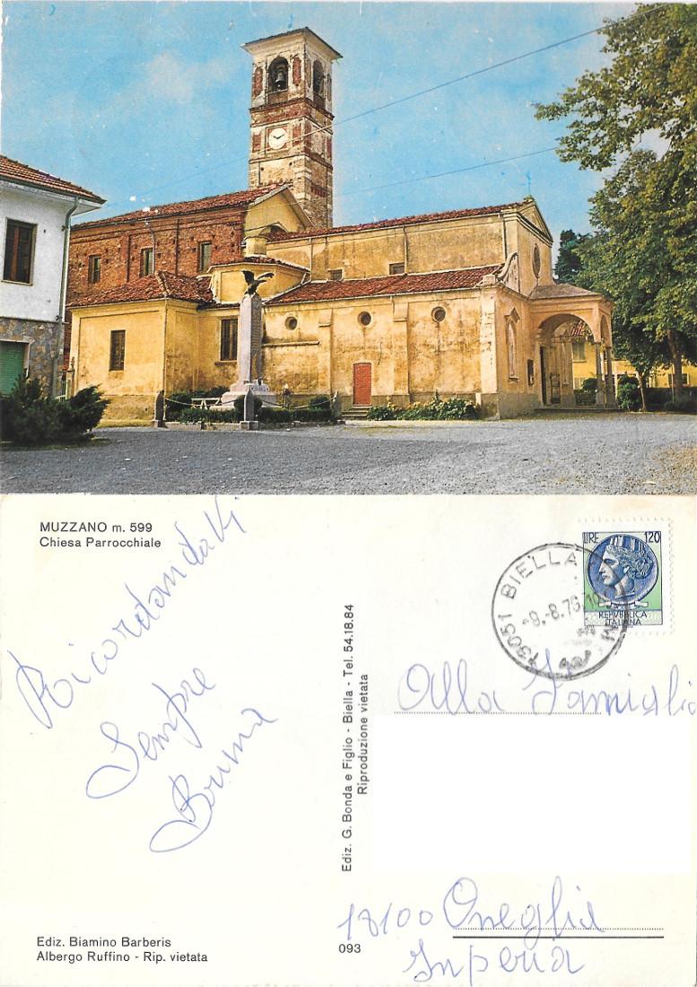 Muzzano (BI). Chiesa parrochiale. Viaggiata 1979
