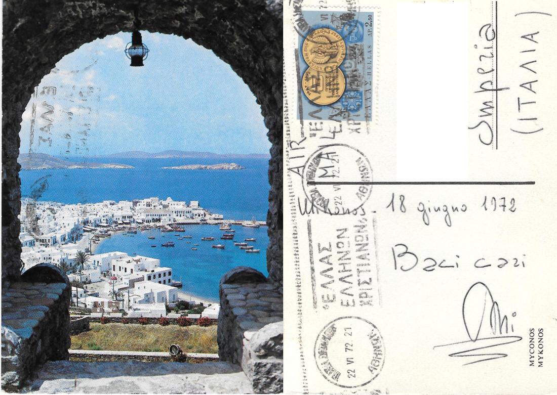 Myconos (GRE). Viaggiata 1972