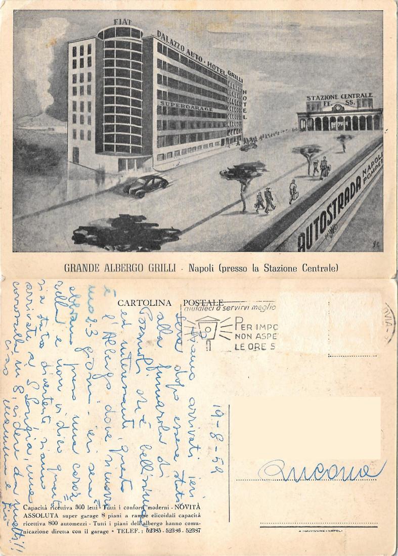 Napoli. Grande Albergo Grilli. Viaggiata 1959