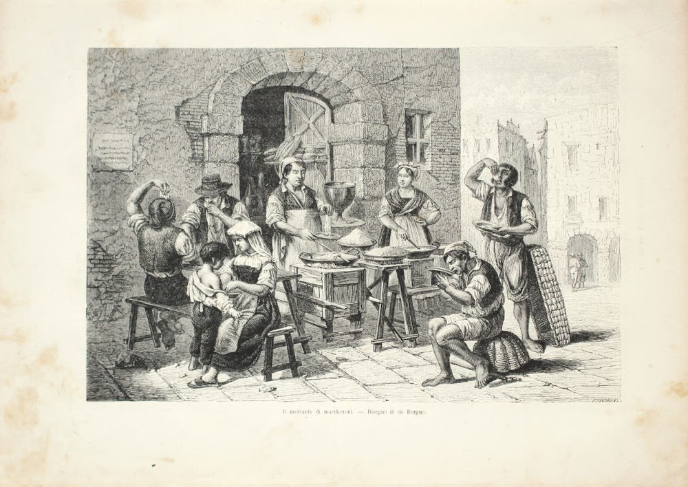 Napoli. Il mercante di maccheroni. Stampa 1863