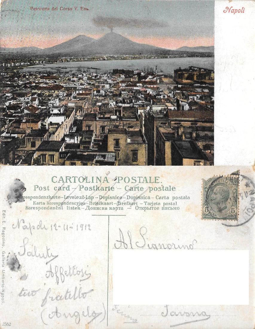 Napoli. Panorama dal Corso Vittorio Emanuele. Viaggiata 1912