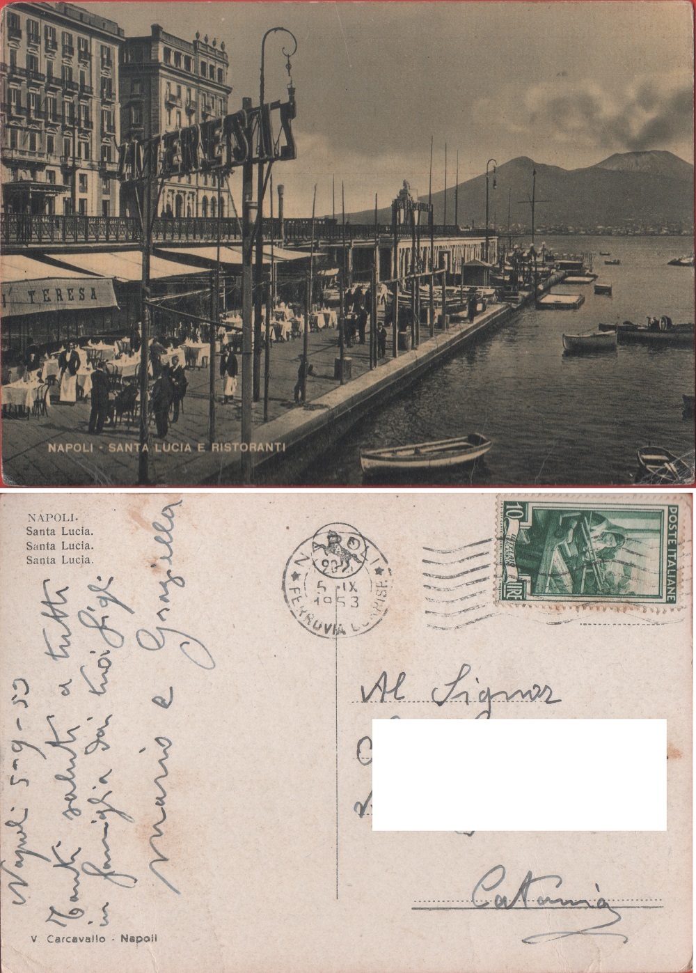 Napoli. Santa Lucia e ristoranti. Viaggiata 1953