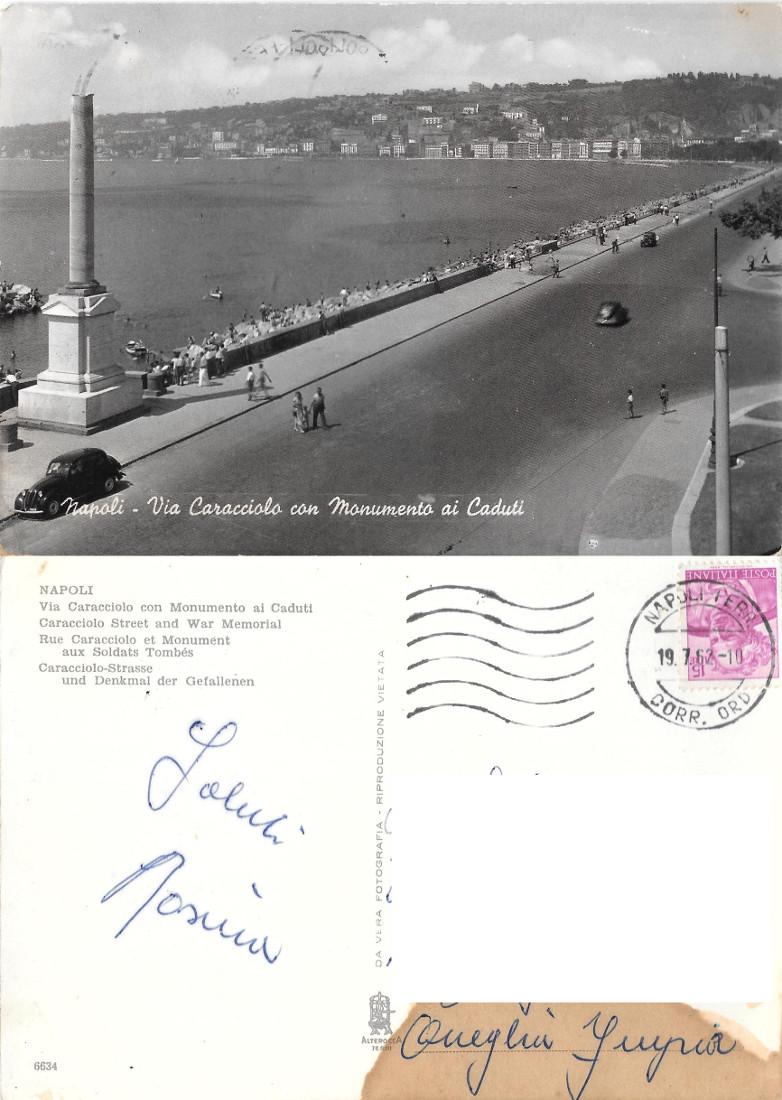 Napoli. Via Caracciolo con Monumento ai Caduti. Viaggiata 1962