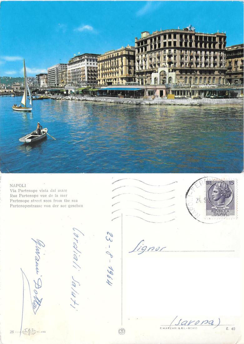 Napoli. Via Partenope vista dal mare. Viaggiata 1964