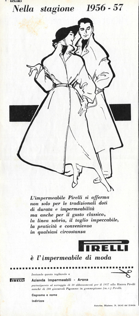 Nella stagione 1956-57 PIRELLI è l'impermeabile di moda - Advertising …