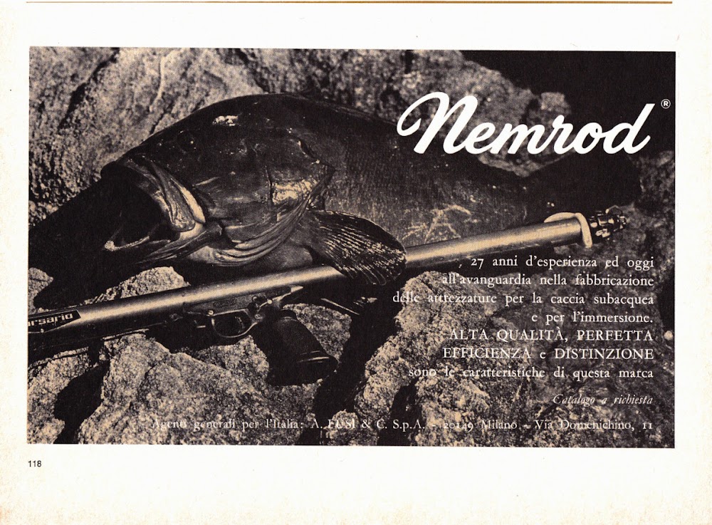 Nemrod. Attrezzature subacquee. Advertising 1969