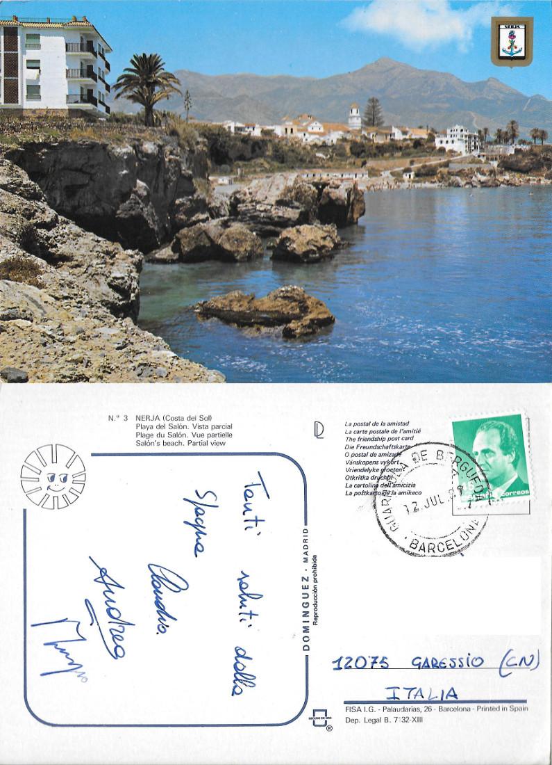 Nerja. Playa del Salon. Vista parcial. Viaggiata 1989