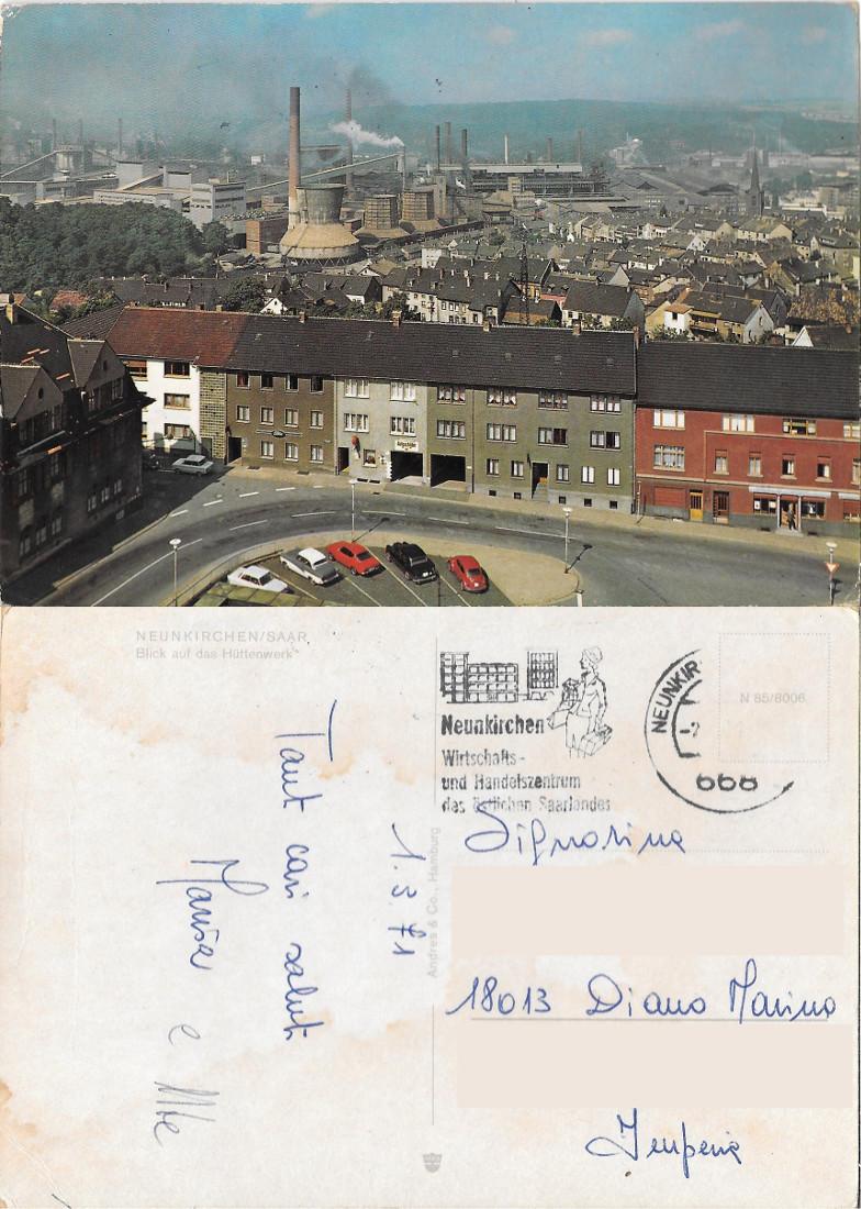 Neunkirchen/Saar. Blick auf dal Huttenwerk. Viaggiata 1971