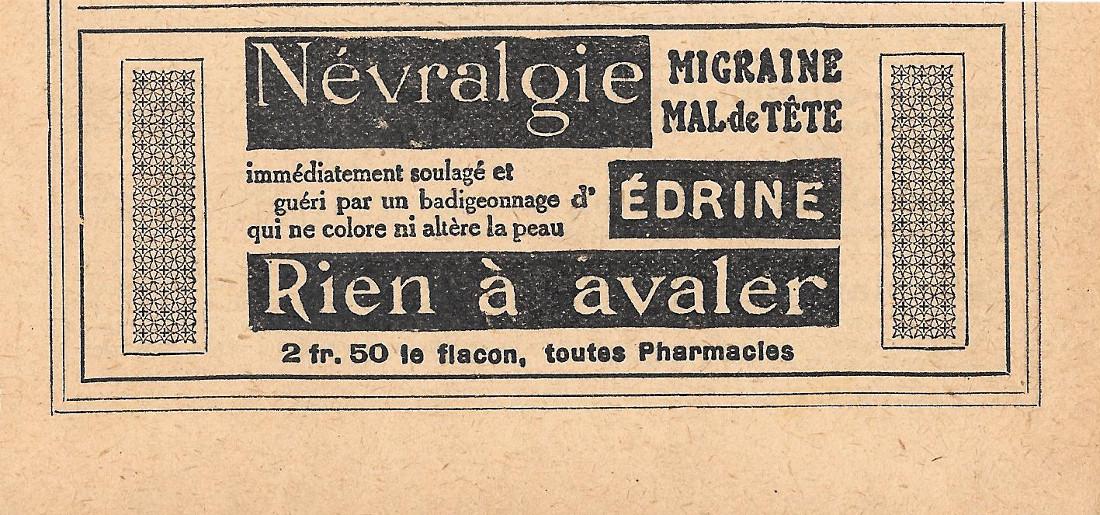 Nevralgie... Edrine. Pubblicita 1923