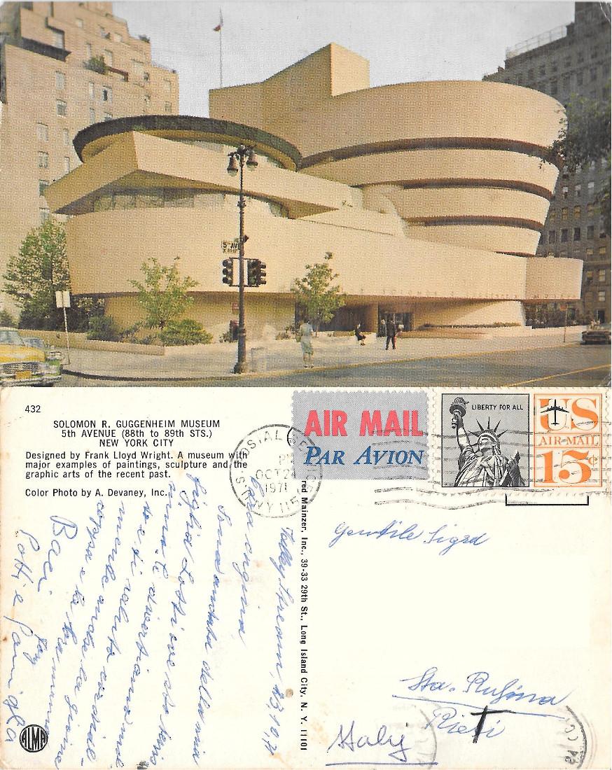 New York. Solomon R. Guggenheim Museum. Viaggiata 1971