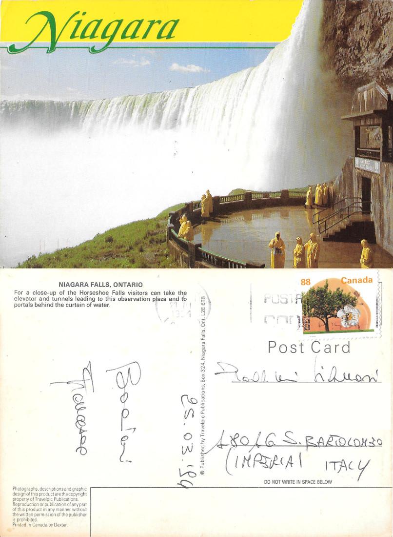 Niagara Falls, Ontario. Viaggiata 1994