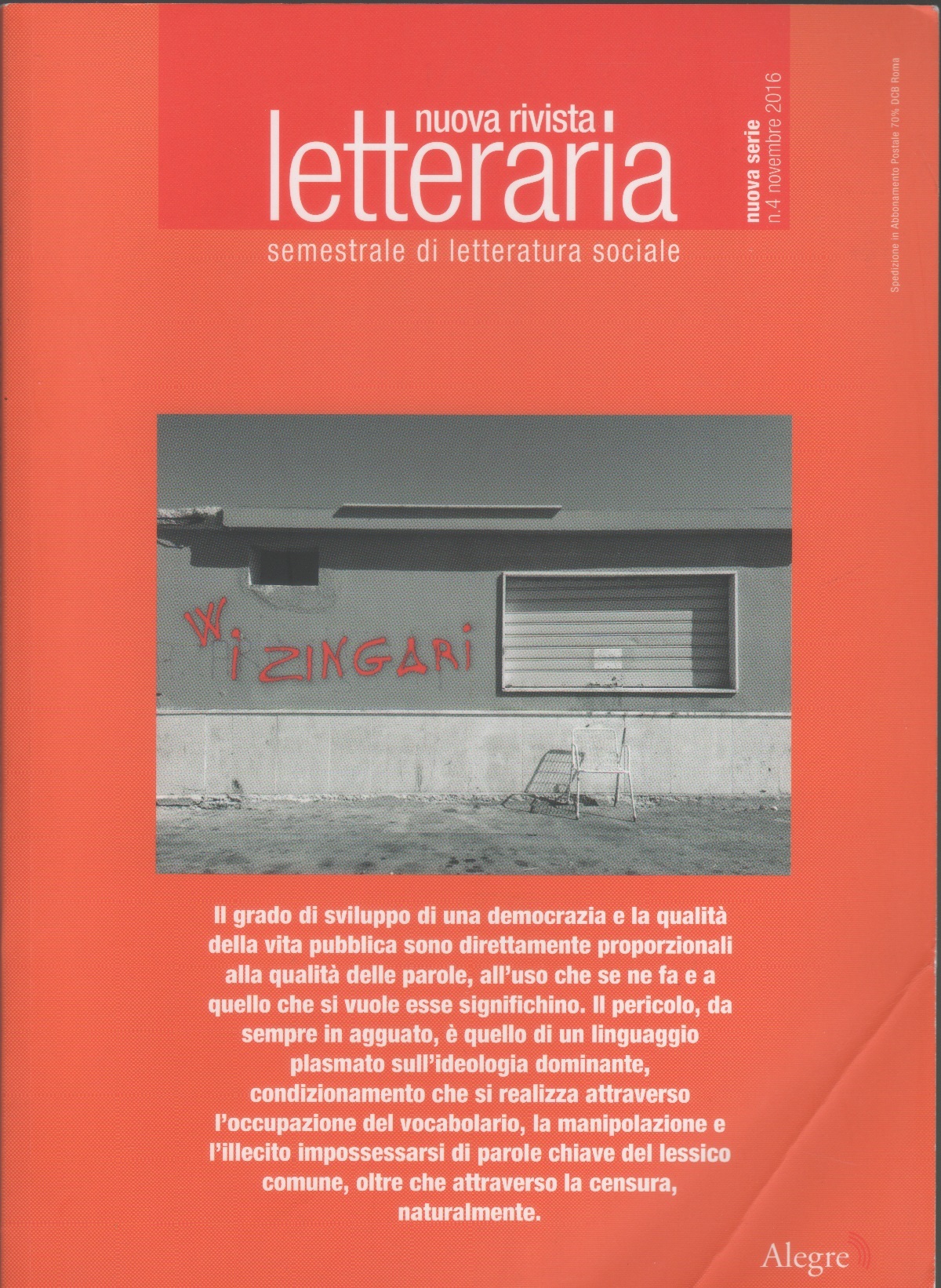 Nuova rivista letteraria. n. 4 / 2016