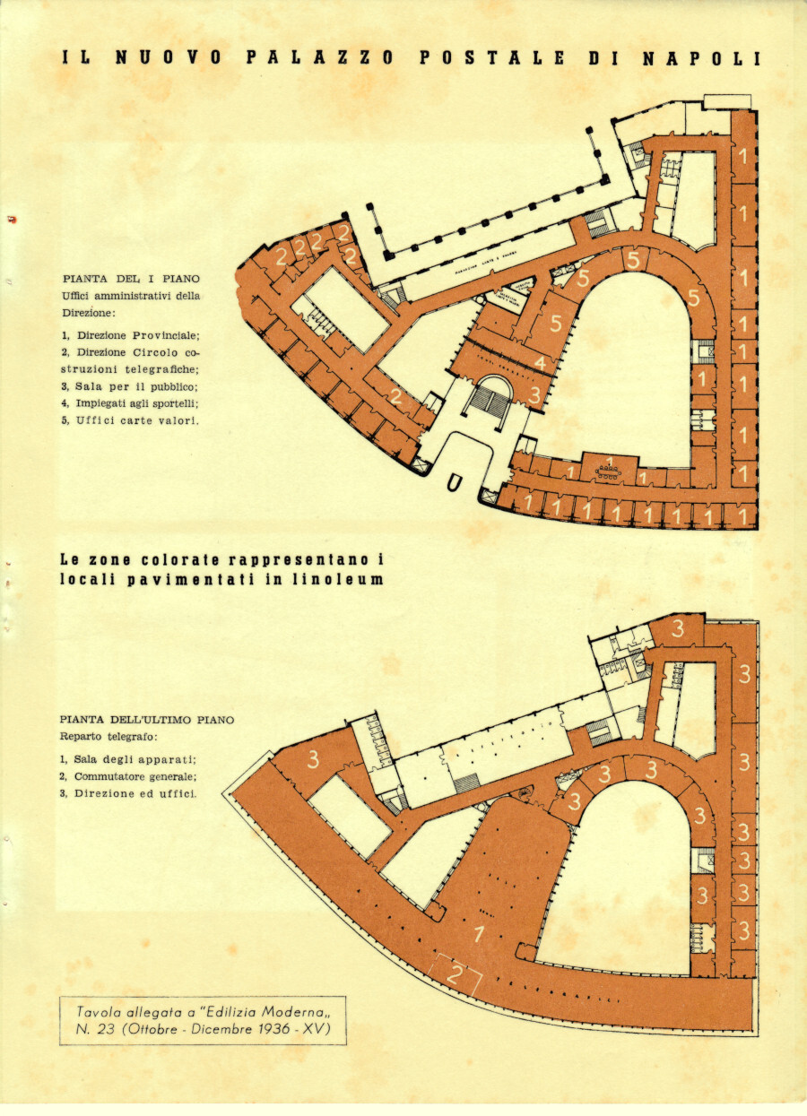 Nuovo Palazzo Postale di Napoli. Pavimenti in Lineolum. Advertising 1937