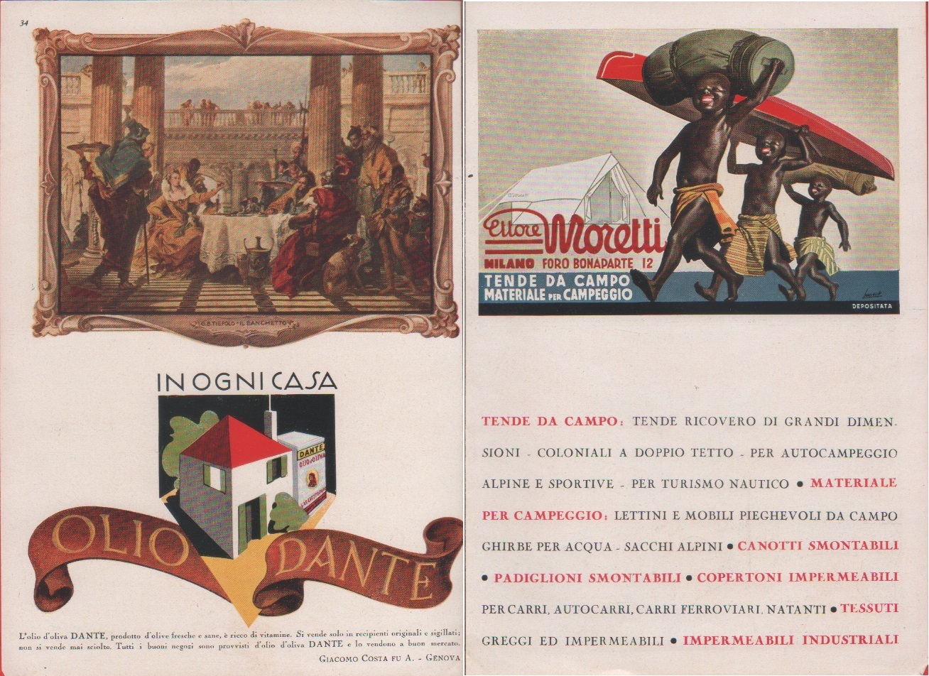 Olio Dante / Tende Morettti. Advertising 1937