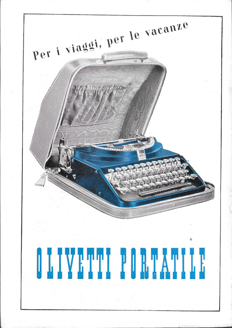 Olivetti portatile per viaggi, per le vacanze - Advertising 1939