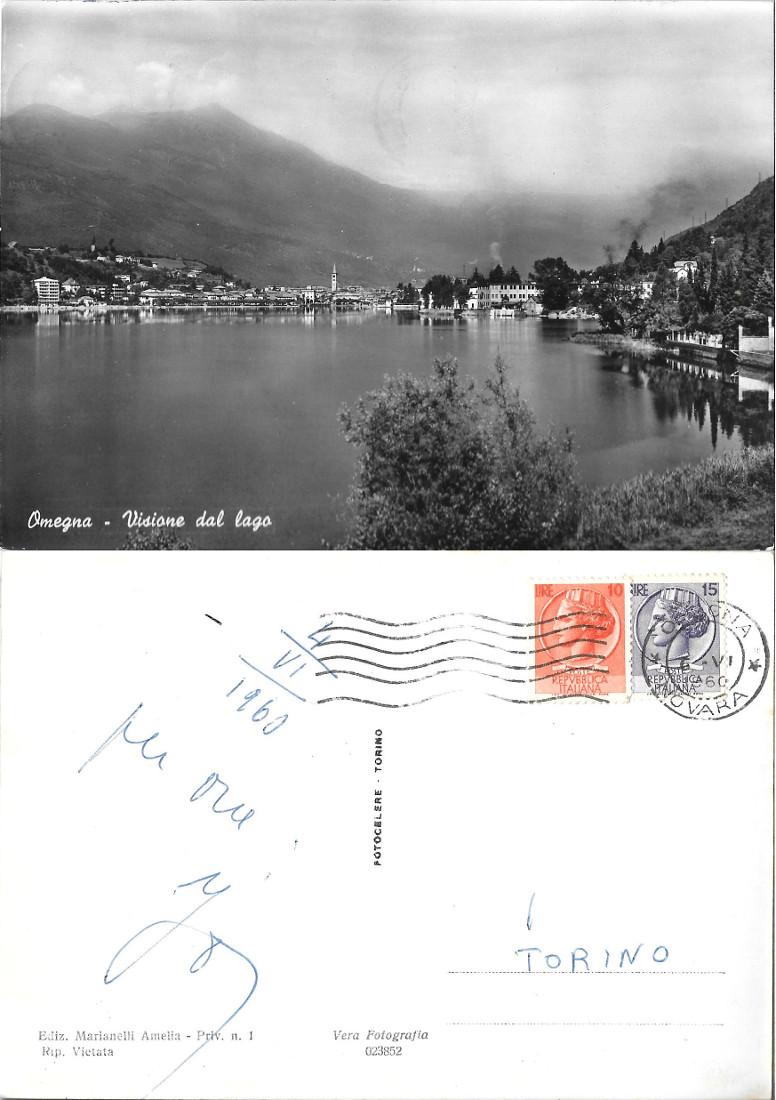 Omegna. Visione dal lago. Viaggiata 1960