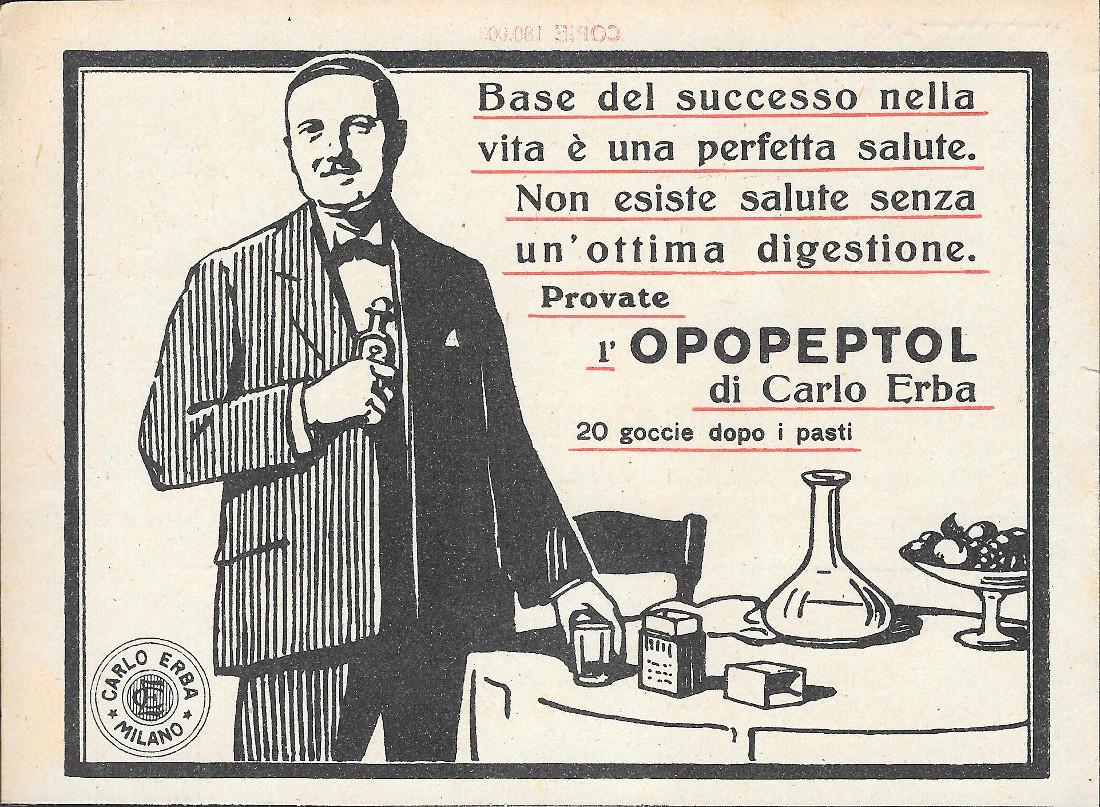 Opopeptol di Carlo Erba. Advertising 1928