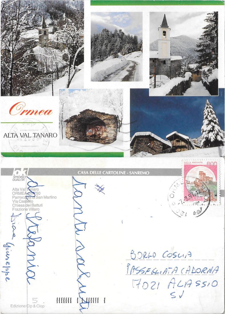 Ormea (CN). Alta Val Tanaro. Viaggiata 1997