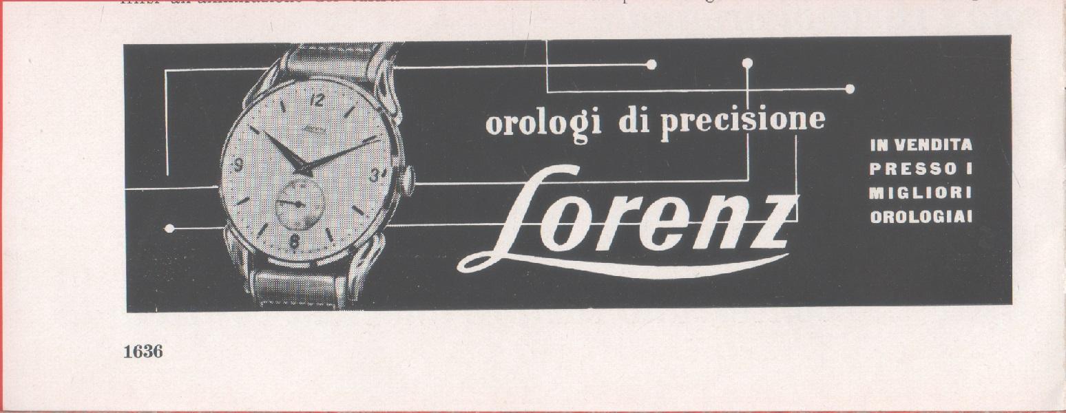 Orologi di precisione Lorenz. Pubblicità 1958