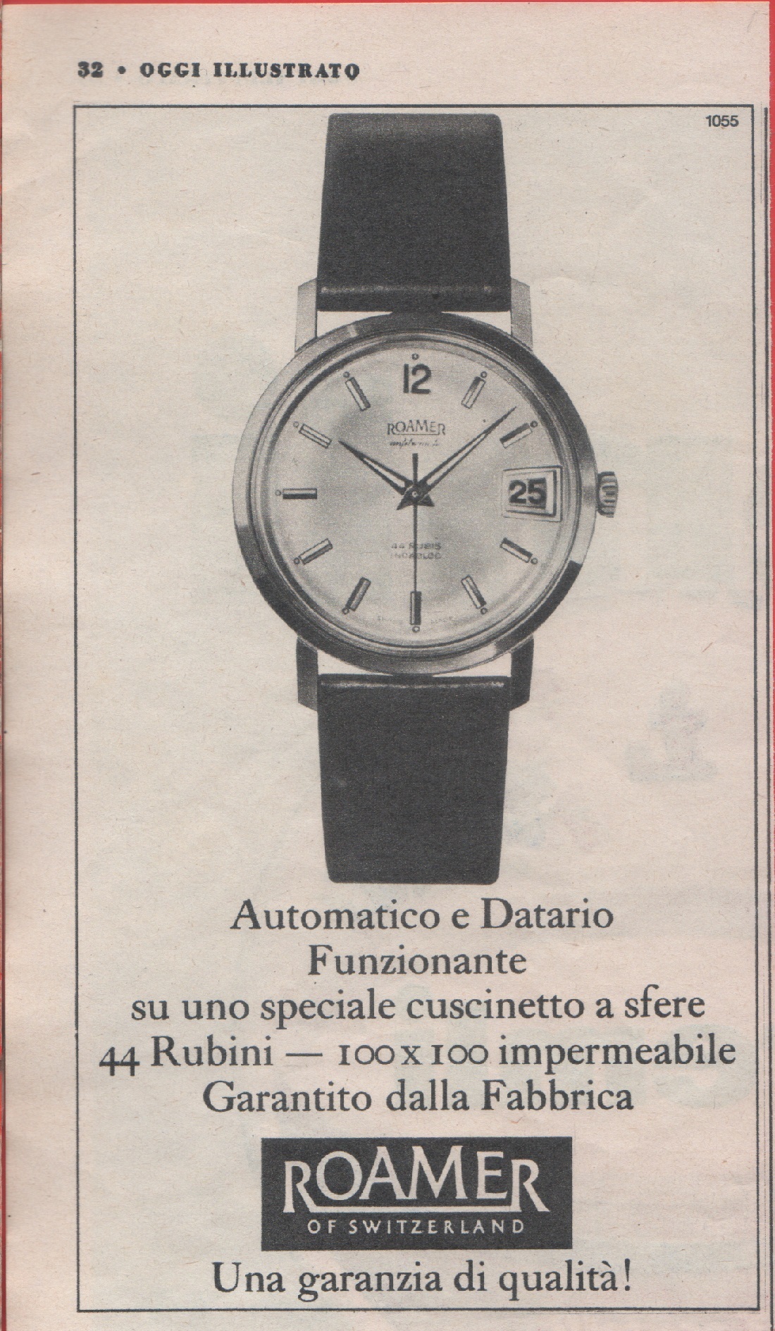 Orologio Roamer. Advertising 1966